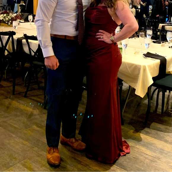 David’s Bridal bridesmaid dress, wine, size 12. - Picture 2 of 2